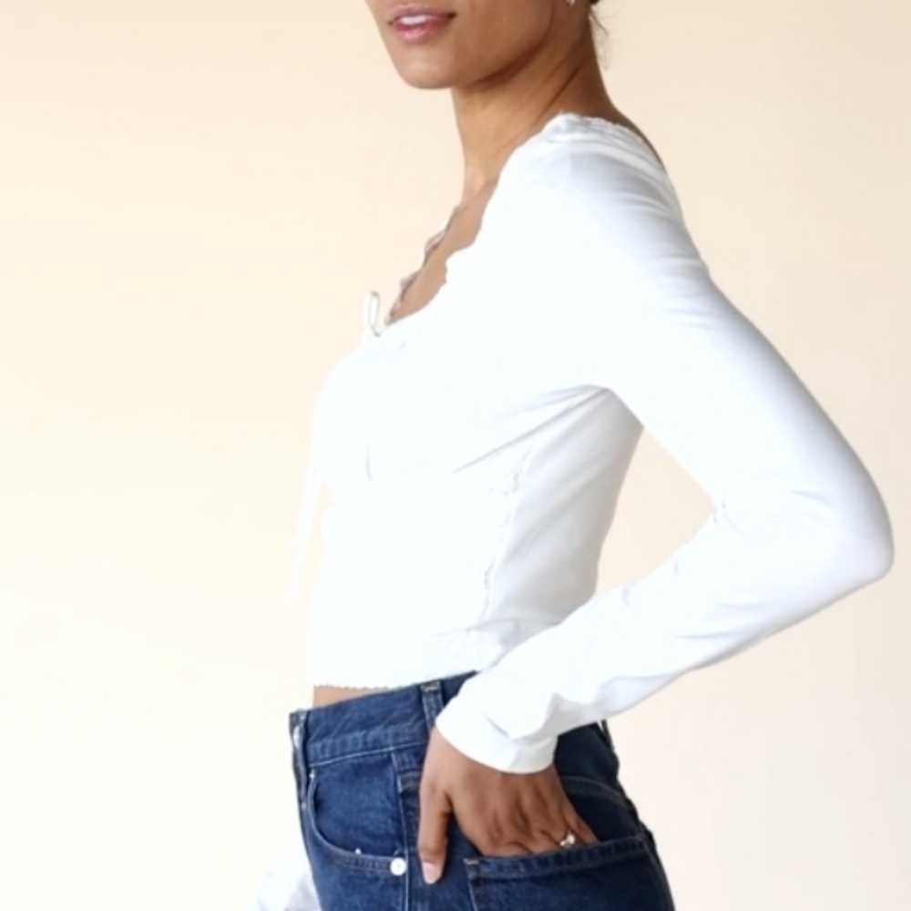 FREE PEOPLE Smocked White Top - Picture 5 of 10